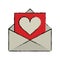 Cartoon envelope with valentine heart