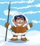 Cartoon eskimo with a spear