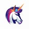 cartoon esports fierce colorful unicorn head logo on white background generative AI