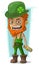 Cartoon evil drunk leprechaun with bottle