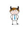 Cartoon Evil Young Boy Smiling Face with Horns