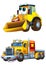 Cartoon excavator and other industrial car - illustration