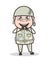 Cartoon Excited Army Officer Expression Vector Illustration
