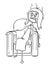 Cartoon of Exhausted Woman Sitting Collapsed in Armchair