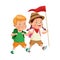 Cartoon explorer girl and boy icon