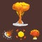 Cartoon explosion boom effect animation game sprite sheet explode burst blast fire comic flame vector illustration.