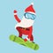 Cartoon extreme Santa snowboarder winter sport