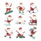 Cartoon extreme Santa winter sport illustration