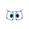 Cartoon eyes smile, blue eye googly emoticon icon
