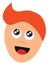 Cartoon face of a boy with orange hair vector or color illustration