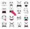 Cartoon face expression isolated vector icons set