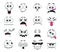 Cartoon face expressions vector icons isolated set