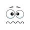 Cartoon face frightened or worry emoji, vector