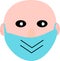 Cartoon face with green epidemic mask for coronavirus concept background. Covid symbol vector.