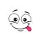 Cartoon face, happy emoji with sticking tongue