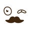 cartoon face with macho mustache emoticon icon