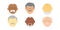 Cartoon face old man vector icon, avatar people, character head , senior person different. Profile grandfather. Glasses, bald head