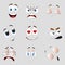 Cartoon face smile cry, angry and love