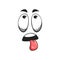 Cartoon face, smile emoji with sticking tongue