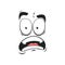 Cartoon face vector frightened funny emoji, yell