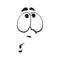 Cartoon face vector icon, curious emoji look up