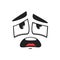 Cartoon face vector icon, disappointed upset emoji