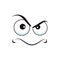 Cartoon face vector icon, disgruntled upset emoji