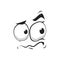 Cartoon face vector icon, disgruntled upset emoji