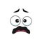 Cartoon face vector icon, frightened funny emoji