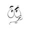 Cartoon face vector icon, funny thinking emoji