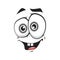 Cartoon face vector icon, wide smile facial emoji