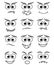 Cartoon faces expression line icons set. Set of emoticons or emoji illustration line icons