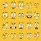 Cartoon faces. Funny face expressions, caricature emotions. Cute character with different expressive eyes and mouth