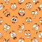 Cartoon faces seamless pattern. Caricature comic emotions with different expressions eyes and mouth, funny characters