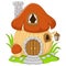 Cartoon fairy house mushroom on a white background