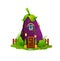 Cartoon fairytale eggplant home, vector dwelling