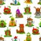 Cartoon fairytale houses seamless pattern design