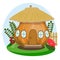 Cartoon fairytale pumpkin house for little animals and fantasy inhabitants.