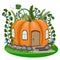 Cartoon fairytale pumpkin house for little animals and fantasy inhabitants.