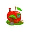 Cartoon fairytale red apple fruit house building