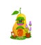 Cartoon fairytale yellow pear house building