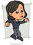 Cartoon falling girl character in black clothes