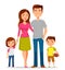 Cartoon family in colorful casual clothes