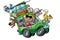 Cartoon family going on vacation with their cars fully loaded vector