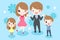 Cartoon family smile happily