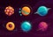 Cartoon fantasy planets set.