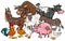 Cartoon farm animals group