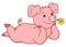 Cartoon farm animals. Little cute pig lies and smiles.