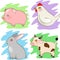 cartoon farm cute animals set on abstract Background