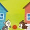 Cartoon farm ranch animals playing wool toy